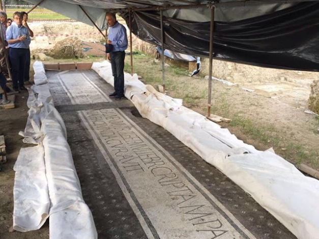 Monumental inscription and rare mosaic found at Roman Baths of Aquinum